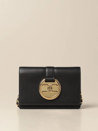 Elisabetta Franchi Bag In Synthetic Leather With Logo In Black