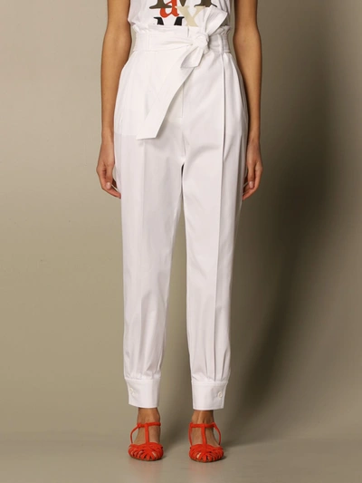 Max Mara Eburnea Belted Trousers In White