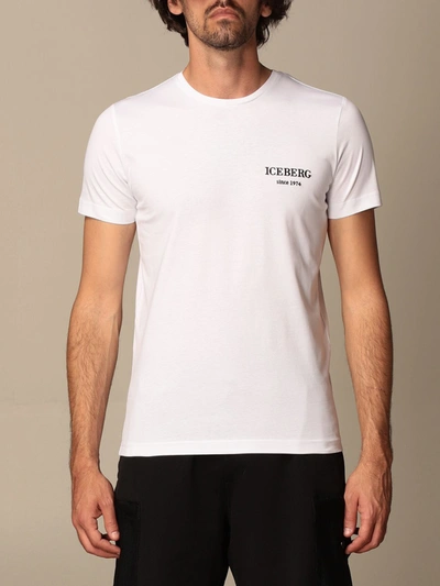 Iceberg Cotton Tshirt With Big Mickey Mouse Print On The Back In White