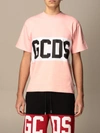 Gcds Cotton Tshirt With Band And Logo In Pink