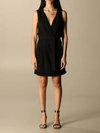 Dsquared2 Belted Silk-crepe Dress In Black