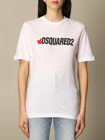 Dsquared2 Tshirt With Printed Logo In White
