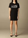 Dsquared2 T-shirt Dress With Icon Logo In Black