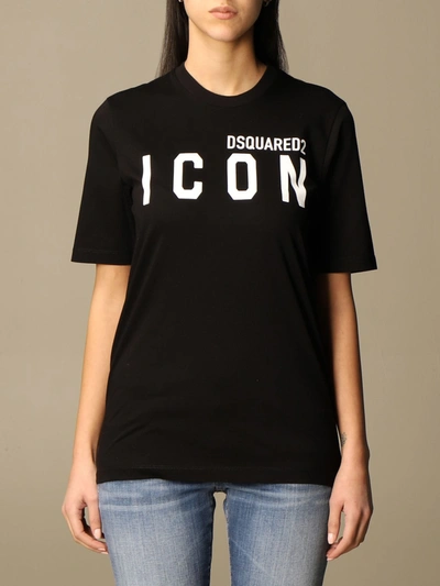 Dsquared2 Cotton T-shirt With Icon Logo In Black