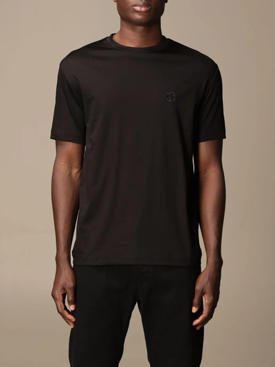 Giorgio Armani Tshirt In Basic Cotton In Black
