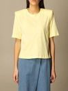 Federica Tosi Basic Tshirt With Padded Shoulder Straps In Yellow