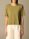 Federica Tosi Basic Tshirt With Padded Shoulder Straps In Military