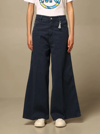 Cycle Trousers Wide High-waisted  Trousers In Blue