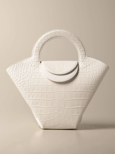 Bottega Veneta Doll Salon 01 Bag In Crocodile Print Leather In White