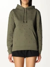 Saint Laurent Eyelet-embellished Printed Cotton-jersey Hoodie In Military