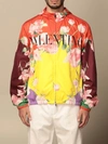 Valentino Flying Flowers Zipped Hooded Jacket In Multicolor