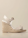 HOGAN WEDGE SANDAL IN LEATHER WITH BUCKLE,B85564044