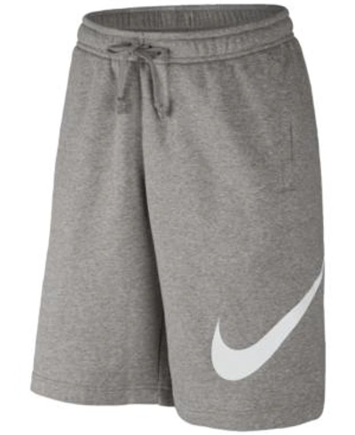 Nike Sportswear Club Logo-print Fleece-back Jersey Drawstring Shorts In Dark Grey Heather/white