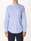 Polo Ralph Lauren 'striped Stretch Poplin Shirt With In Gnawed Blue