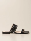 PATRIZIA PEPE FLAT MULE IN LEATHER WITH STUDS,B93273002