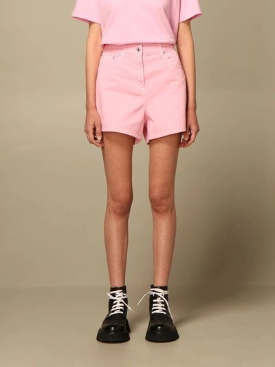 Msgm Denim Shorts In Pink