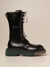 Off-white Sponge Sole Pocket Combat Boot In Black