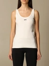 Off-white Off White Tank Top With Off Embroidery In White
