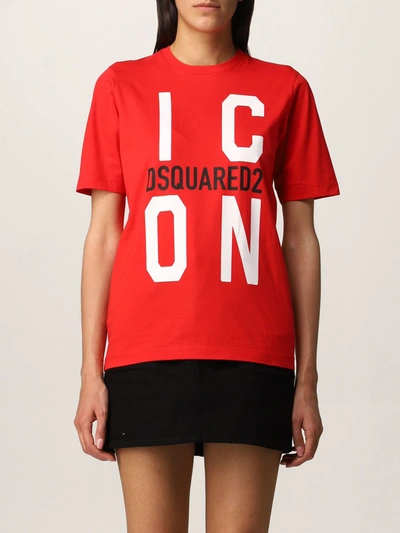 Dsquared2 Tshirt With Icon Logo In Red