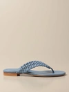 Anna F Thong Sandals In Woven Nappa In Sky