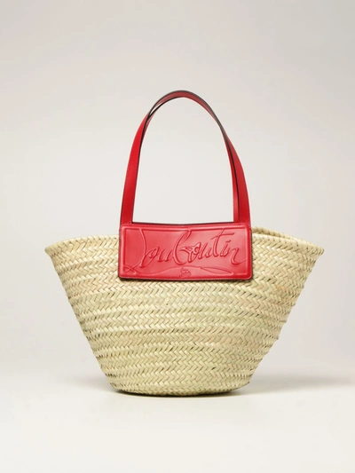 Christian Louboutin Loubishore Bag In Woven Straw In Red