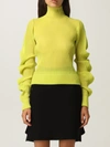 Bottega Veneta Turtleneck Ribbed Silk Spiral Sweater In Acid Green