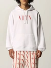 Valentino Cotton Sweatshirt With Vltn Logo In White