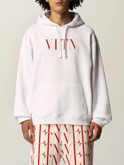 Valentino Cotton Sweatshirt With Vltn Logo In White