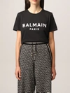 Balmain Cotton Tshirt With Logo In Black