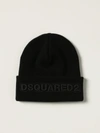 Dsquared2 Knit Folded Cuff Wool Beanie In Black 1