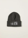 Dsquared2 Icon  Beanie Hat In Grey