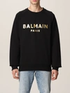 Balmain Logo Cotton Sweatshirt In Black