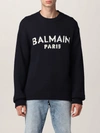 Balmain Navy Merino Intarsia Logo Sweater In Navy