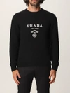 Prada Intarsia-knit Logo Sweatshirt In Black