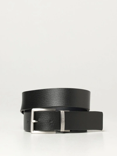 Armani Exchange 3.5cm Reversible Leather Belt In Blue
