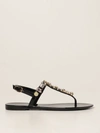 Stuart Weitzman Jaide Embellished Jelly T-strap Sandal In Black