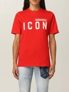 Dsquared2 Cotton Tshirt With Icon Logo In Red