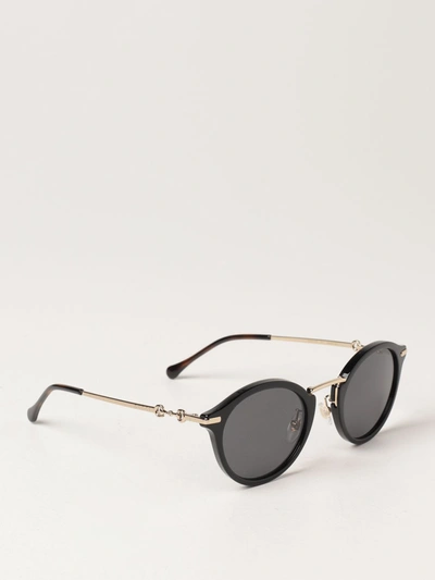 Gucci Round Acetate And Metal Sunglasses In Black