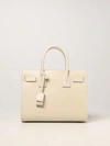 Saint Laurent Classic Sac De Jour Baby Bag In White Grained Leather In Yellow Cream