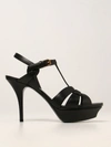 Saint Laurent Tribute Black Sandals With Platform In Patent Leather Woman In Black