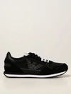 Emporio Armani Sneakers In Suede In Black
