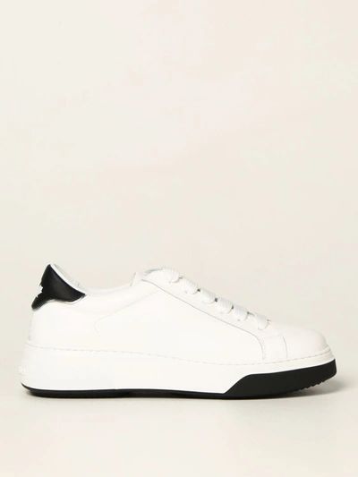 Dsquared2 Bumper Leather Sneakers In White