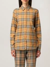 Burberry Oversize Shirt In Cotton With Vintage Check Pattern In Beige