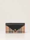 BURBERRY CONTINENTAL BURBERRY WALLET IN CHECK CANVAS AND LEATHER,344972022