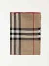 Burberry Lightweight Check Wool And Silk Scarf In Beige