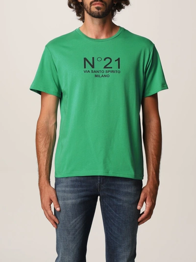 N°21 N ° 21 T-shirt In Cotton Jersey With Logo In Green