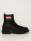 Thom Browne Black Rwb Stripe Duck Chelsea Boots In Black
