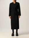 's Max Mara Wool Wrap Coat In Black