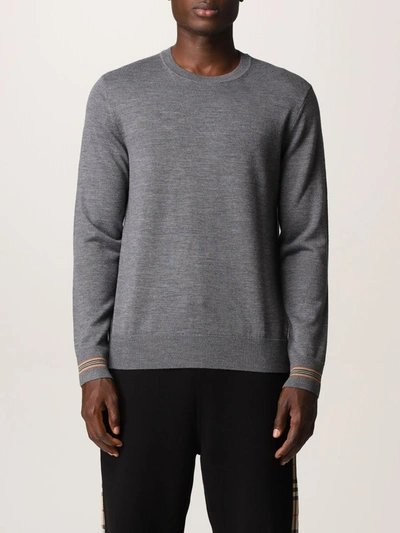 Burberry Wool Sweater With Striped Pattern In Grey