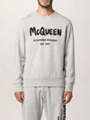Alexander Mcqueen Graffiti-print Crew-neck Sweatshirt In Grey